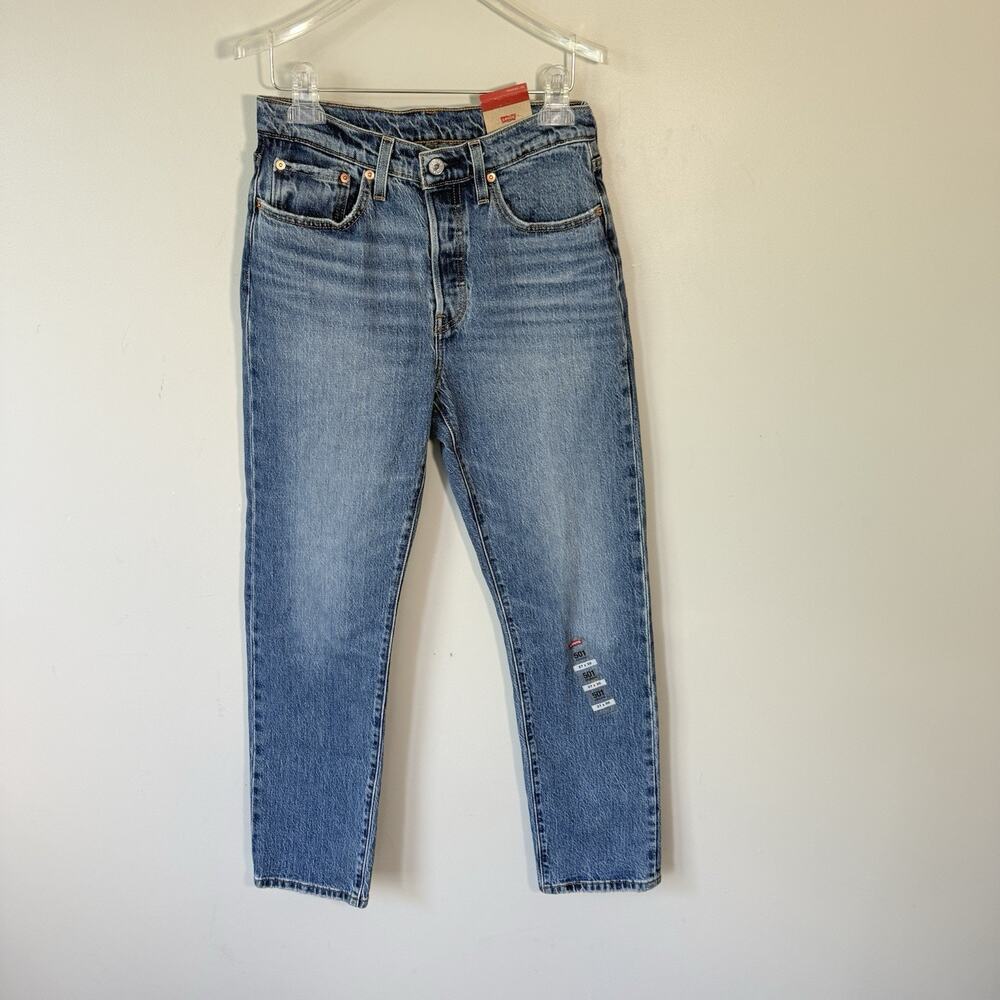 Levis 501 Jeans 27 X 30 Blue Women Original Button Fly Wash Denim High Rise NEW